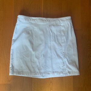 white mini skirt with slit